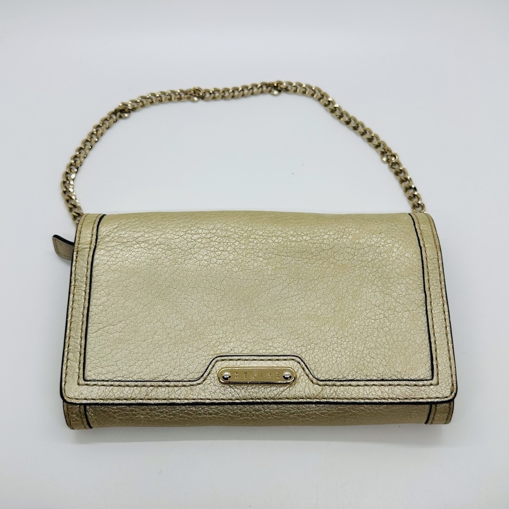Celine Metallic Gold Mini Chain Shoulder Bag